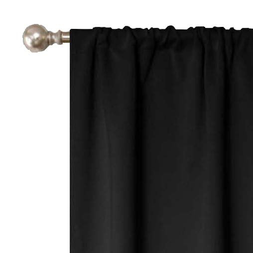 Solid Machine Washable Room Darkening Blackout Curtains, Set of 2 - Black