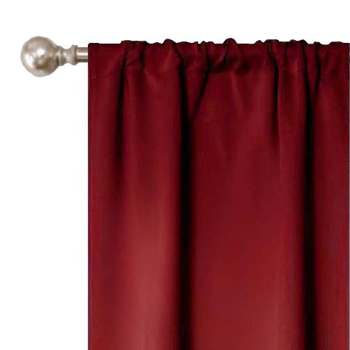 Solid Machine Washable Room Darkening Blackout Curtains, Set of 2 - Sangria