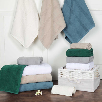  Ribbed Turkish Cotton 3-Piece Solid Quick-Dry Assorted Highly Absorbent Towel Set - White