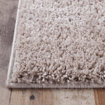  Superior Solid Indoor Plush Shag Area Rug Or Runner Or Round Rug - Beige