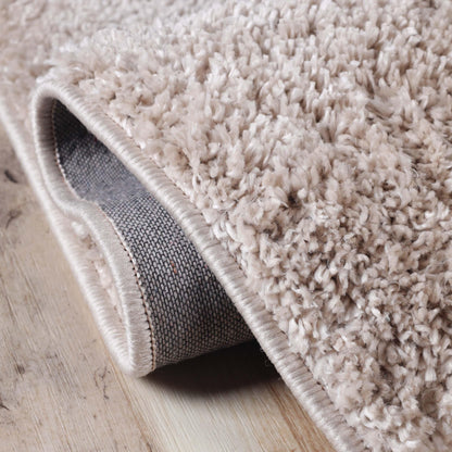 Superior Solid Indoor Plush Shag Area Rug Or Runner Or Round Rug - Beige