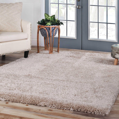 Superior Solid Indoor Plush Shag Area Rug Or Runner Or Round Rug - Beige