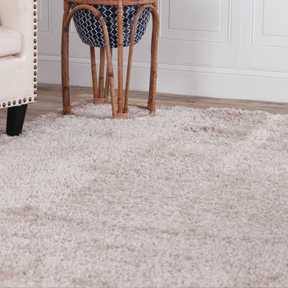 Superior Solid Indoor Plush Shag Area Rug Or Runner Or Round Rug - Beige