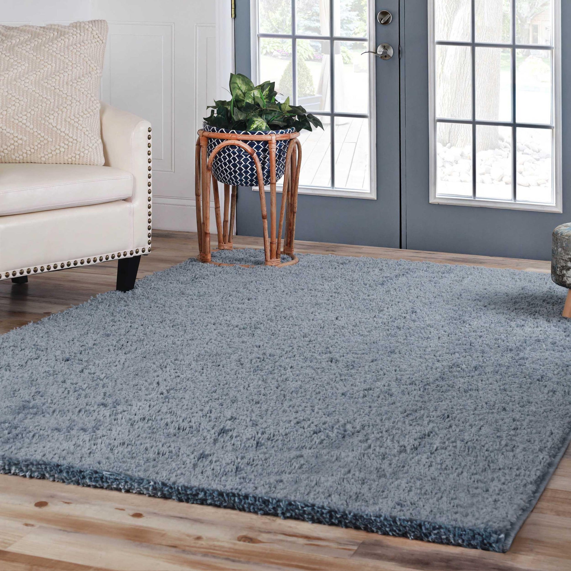 Superior Solid Indoor Plush Shag Area Rug Or Runner Or Round Rug - Blue