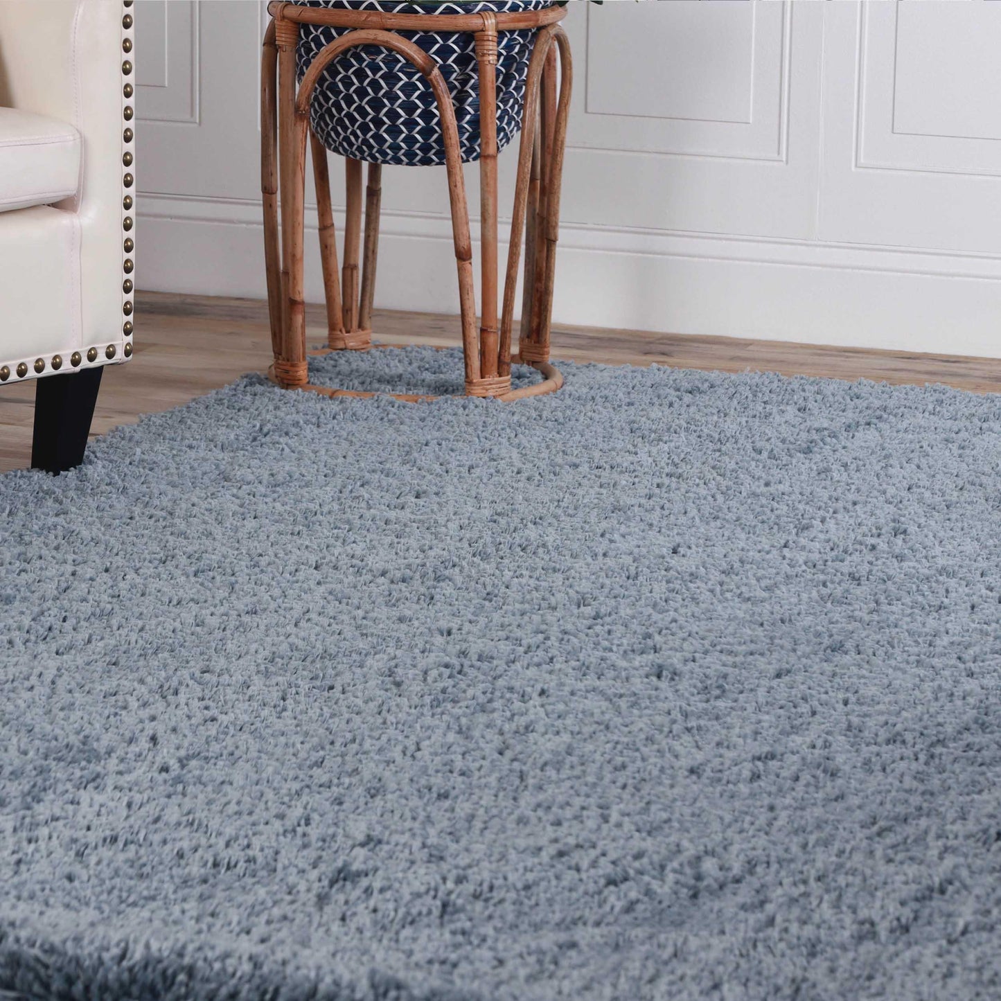  Superior Solid Indoor Plush Shag Area Rug Or Runner Or Round Rug - Blue