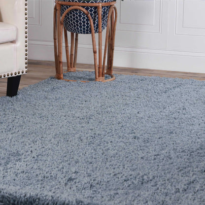  Superior Solid Indoor Plush Shag Area Rug Or Runner Or Round Rug - Blue