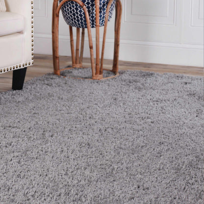  Superior Solid Indoor Plush Shag Area Rug Or Runner Or Round Rug - Grey
