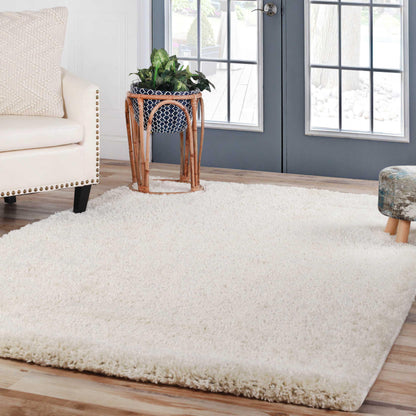  Superior Solid Indoor Plush Shag Area Rug Or Runner Or Round Rug - Ivory