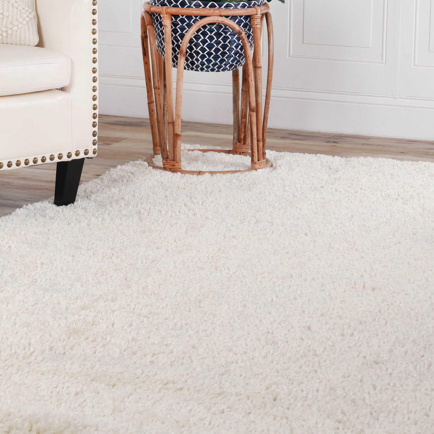  Superior Solid Indoor Plush Shag Area Rug Or Runner Or Round Rug - Ivory