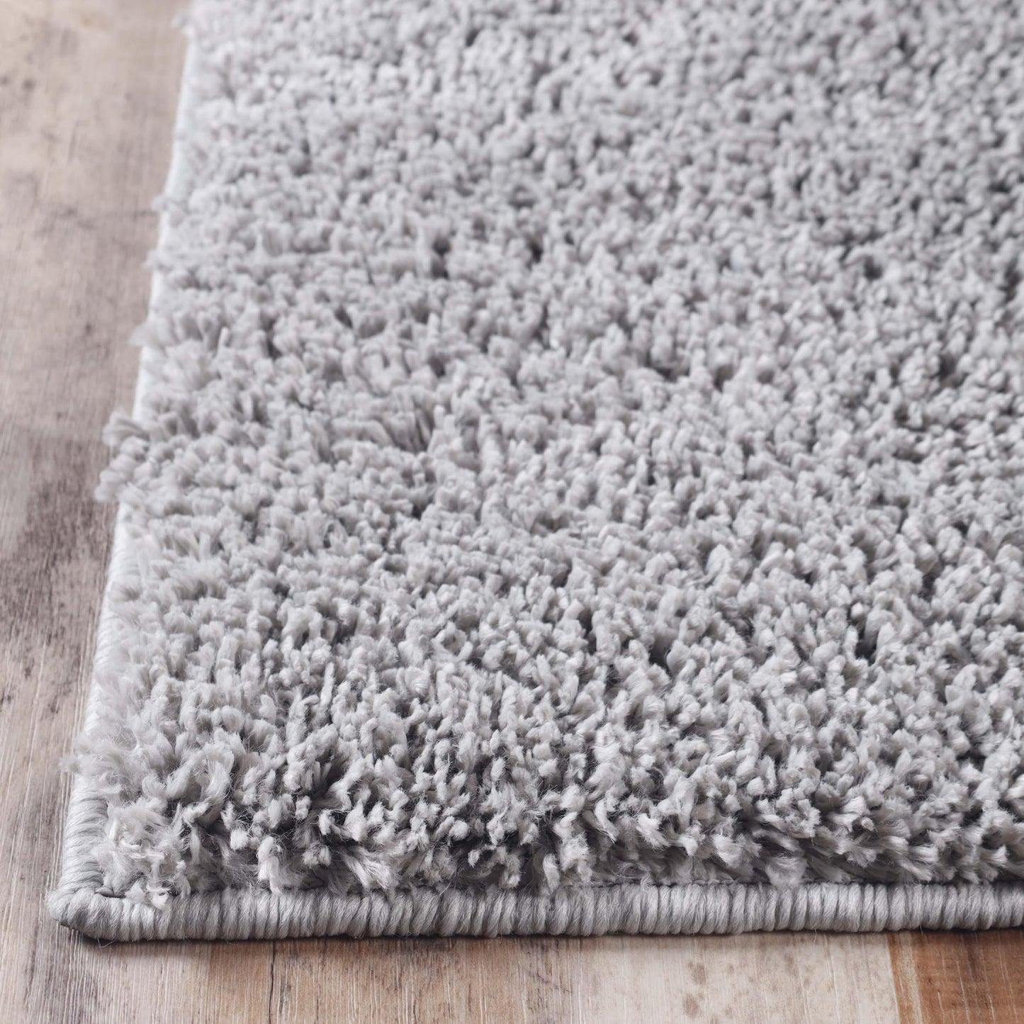  Superior Solid Indoor Plush Shag Area Rug Or Runner Or Round Rug - Silver