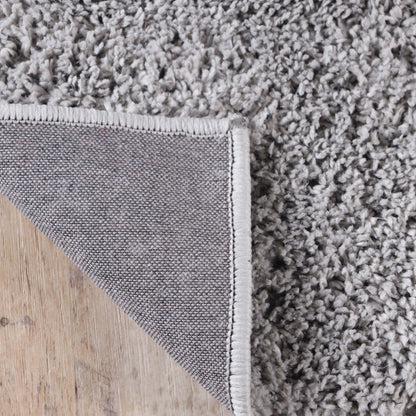  Superior Solid Indoor Plush Shag Area Rug Or Runner Or Round Rug - Silver