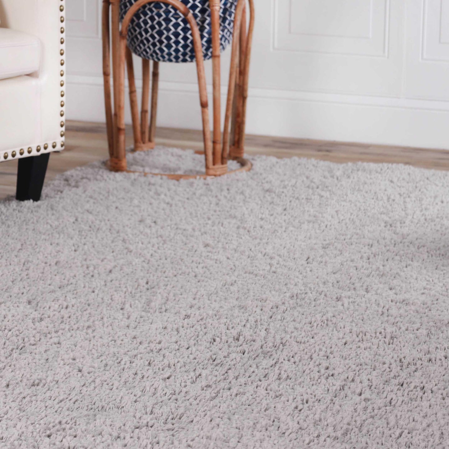  Superior Solid Indoor Plush Shag Area Rug Or Runner Or Round Rug - Silver