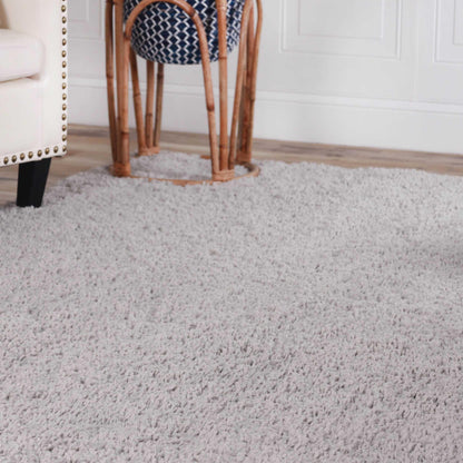  Superior Solid Indoor Plush Shag Area Rug Or Runner Or Round Rug - Silver