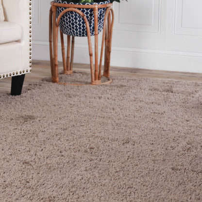 Superior Solid Indoor Plush Shag Area Rug Or Runner Or Round Rug - Taupe