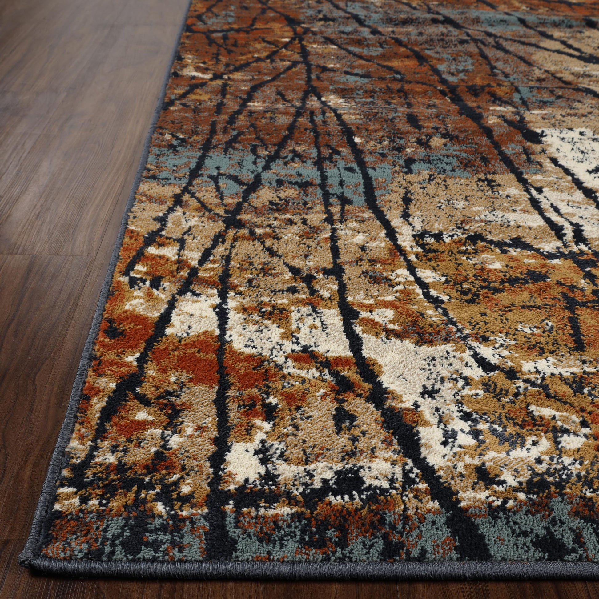 Superior Fifi Modern Branches Indoor Area Rug or Runner - Blue-Cream