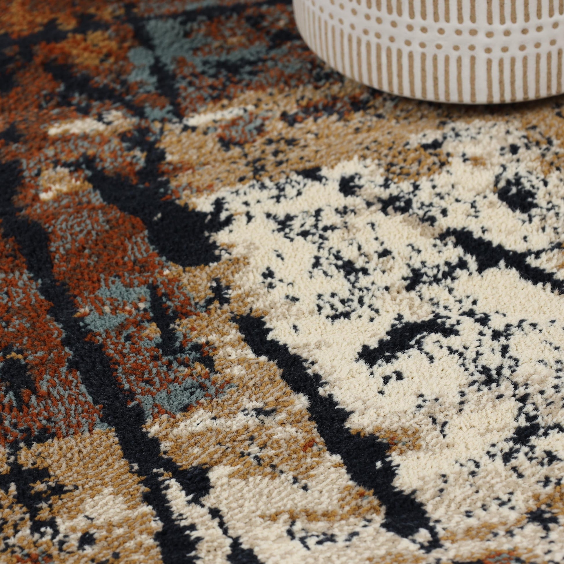 Superior Jezabel Traditional Floral Non-Slip Indoor Washable Area Rug - Blue-Cream