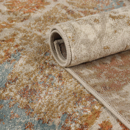 Superior Jezabel Traditional Floral Non-Slip Indoor Washable Area Rug - Cream-Rust