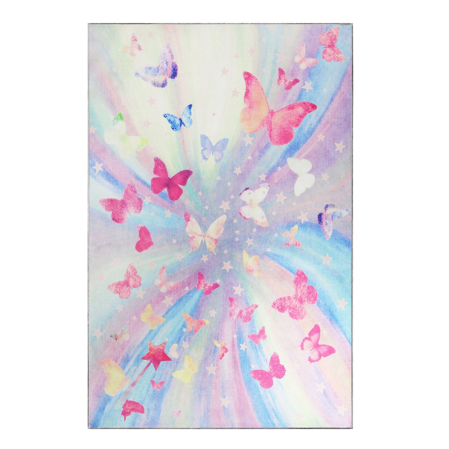 Superior Butterfly Colorful Kids Playroom Nursery Washable Indoor Area Rug Or Door Mat - Magenta