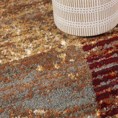 Superior Mabel Abstract Contemporary Indoor Area Rug or Runner - Brown-Rust