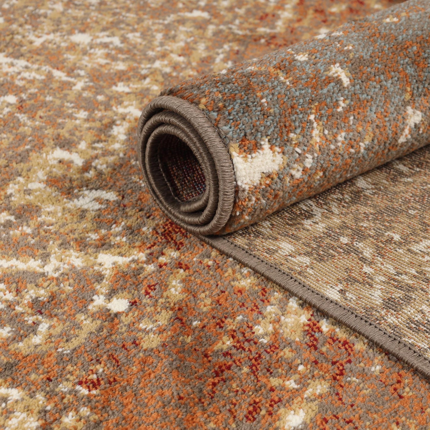 Superior Mabel Abstract Contemporary Indoor Area Rug or Runner - Brown-Rust
