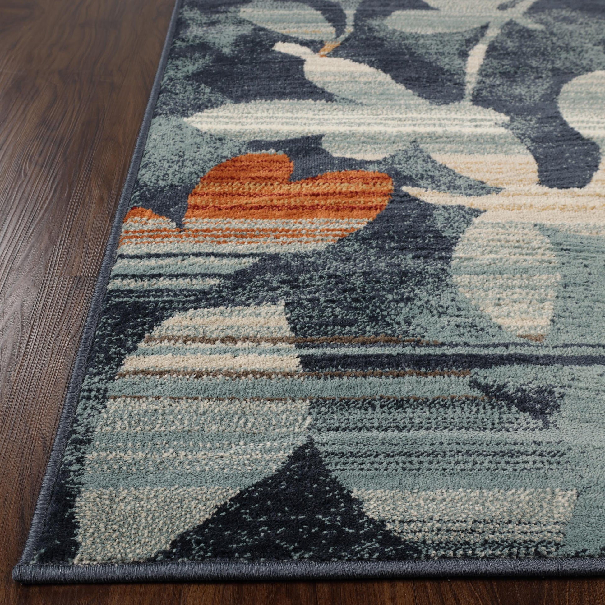 Superior Mahonia Leaf and Vine Indoor Area Rug or Runner  -  Blue