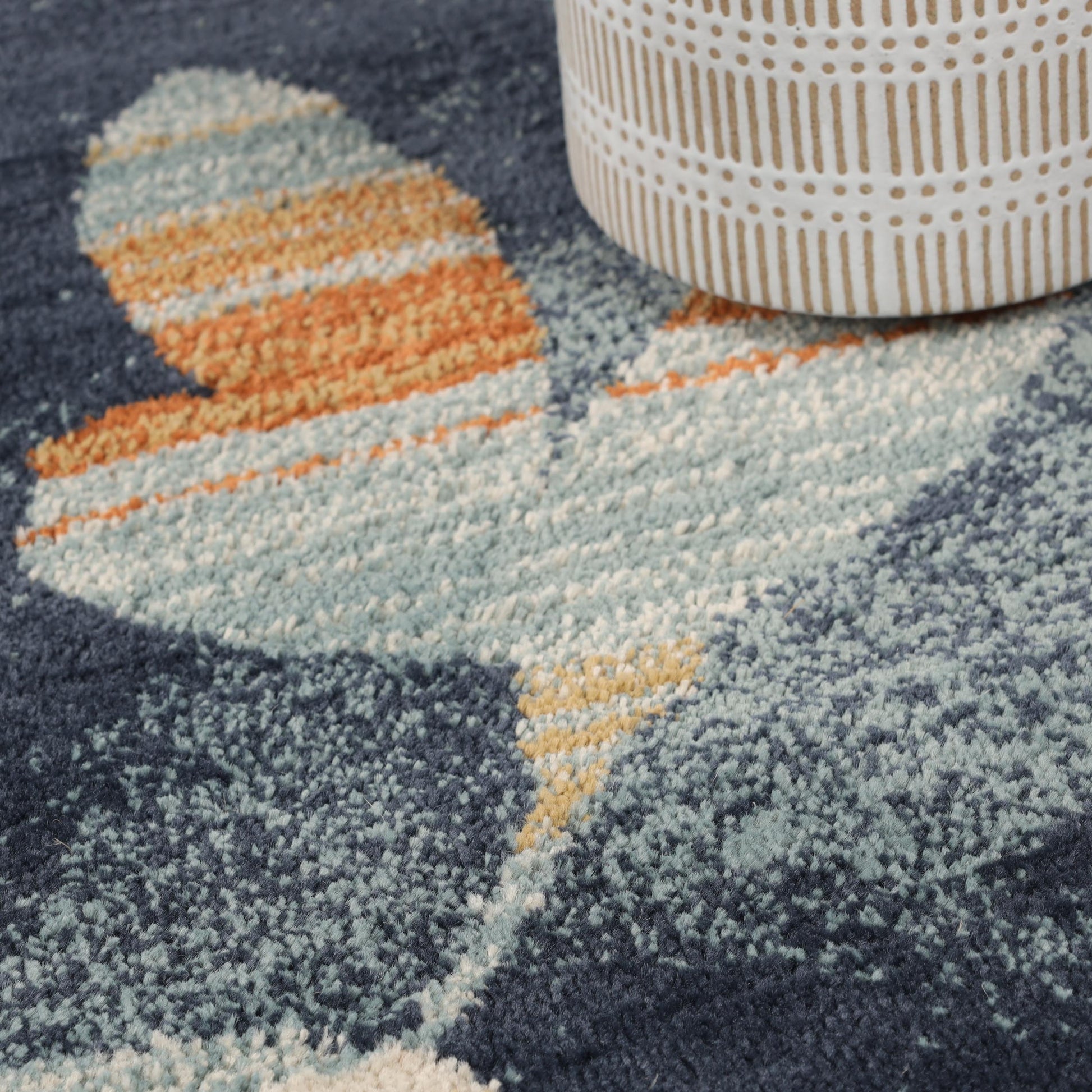 Superior Mahonia Leaf and Vine Indoor Area Rug or Runner - Blue