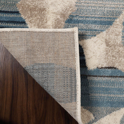 Superior Mahonia Leaf and Vine Indoor Area Rug or Runner  - Cream-Blue
