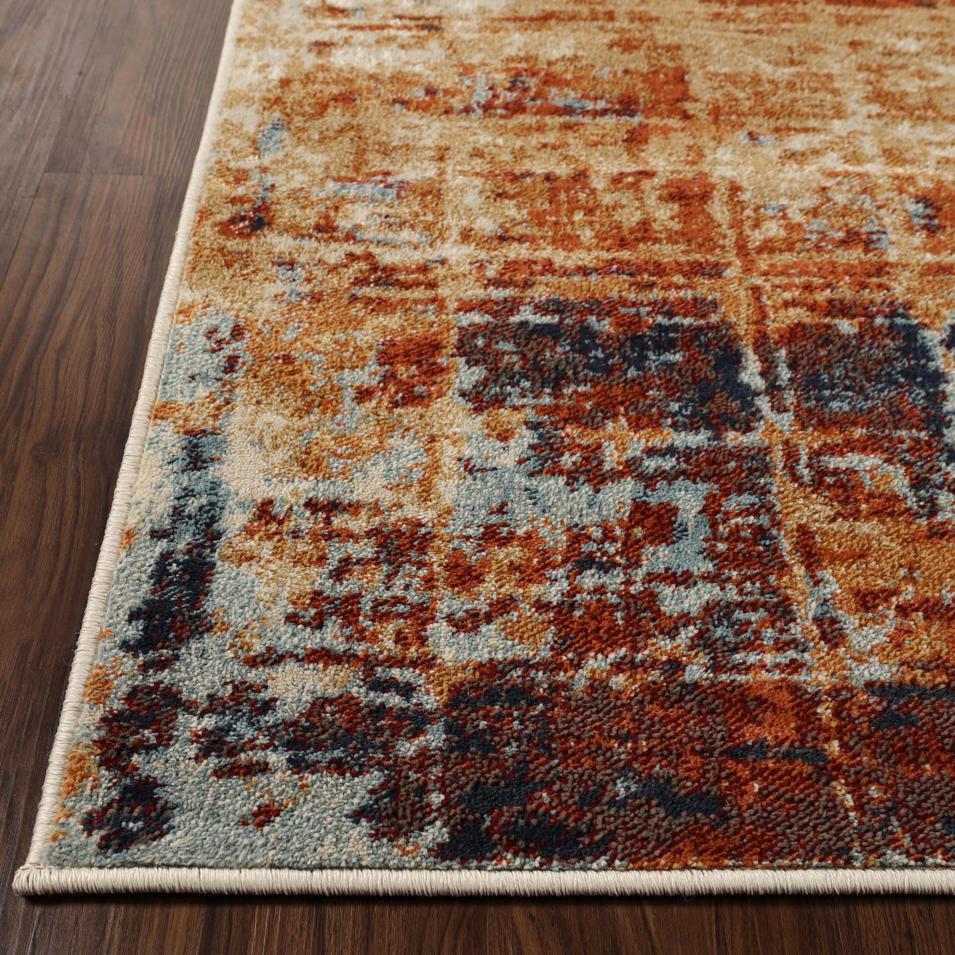 Superior Palani Washed Abstract Indoor Area Rug or Runner - Rust-Cream