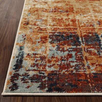 Superior Palani Washed Abstract Indoor Area Rug or Runner - Rust-Cream