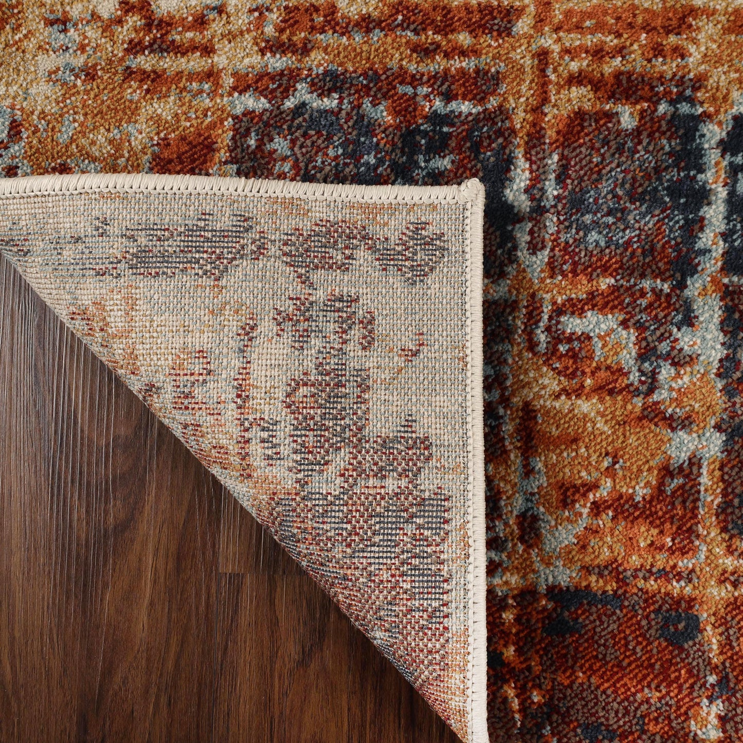 Superior Palani Washed Abstract Indoor Area Rug or Runner -  Rust-Cream