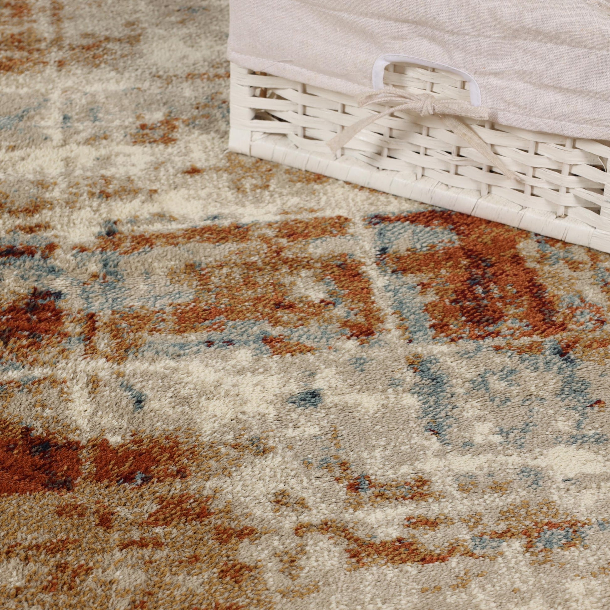 Superior Palani Washed Abstract Indoor Area Rug or Runner - Rust-Cream