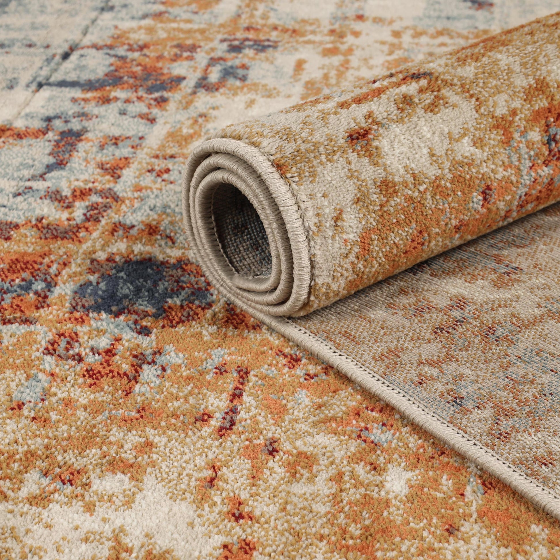 Superior Palani Washed Abstract Indoor Area Rug or Runner - Rust-Cream