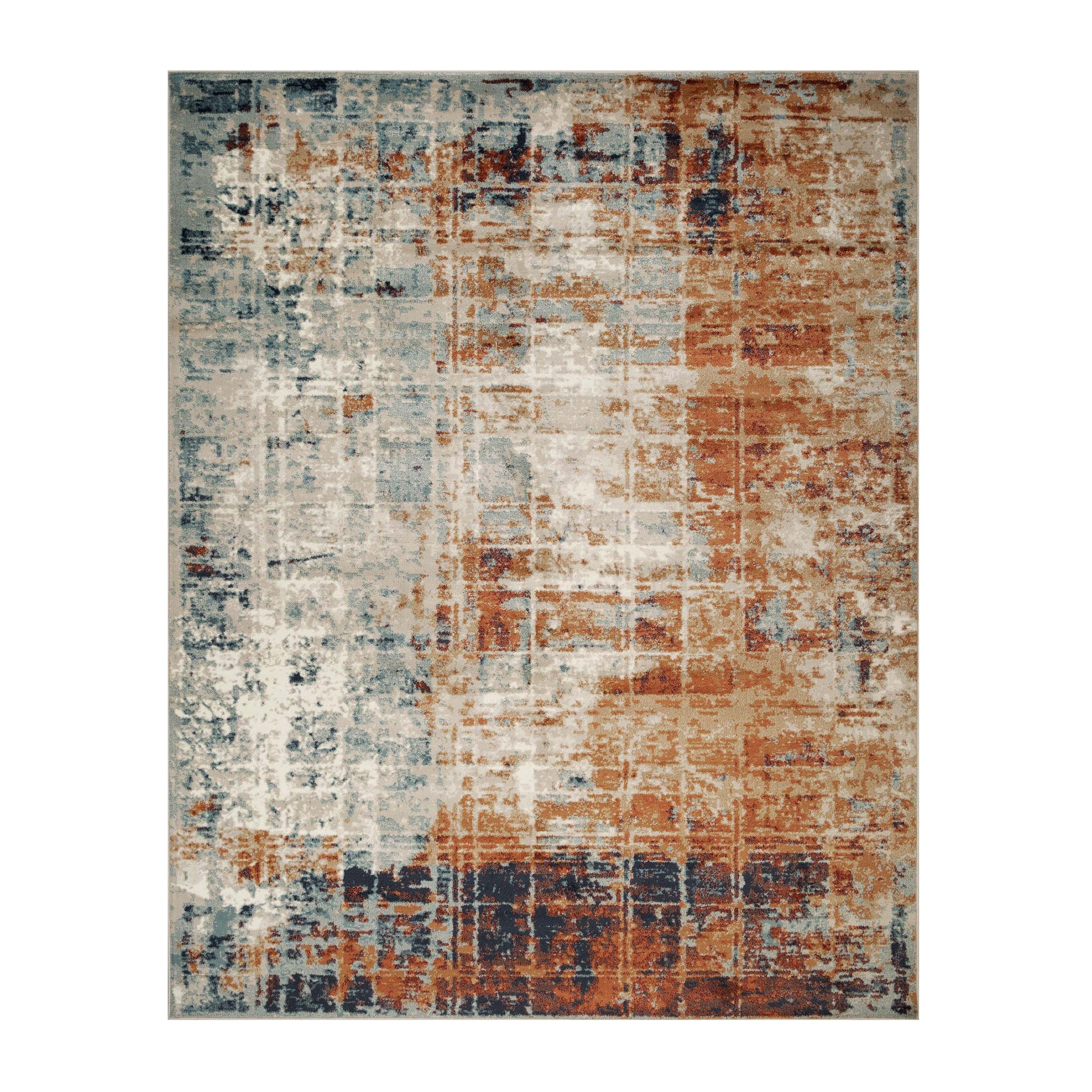 Superior Palani Washed Abstract Indoor Area Rug or Runner - Rust-Cream