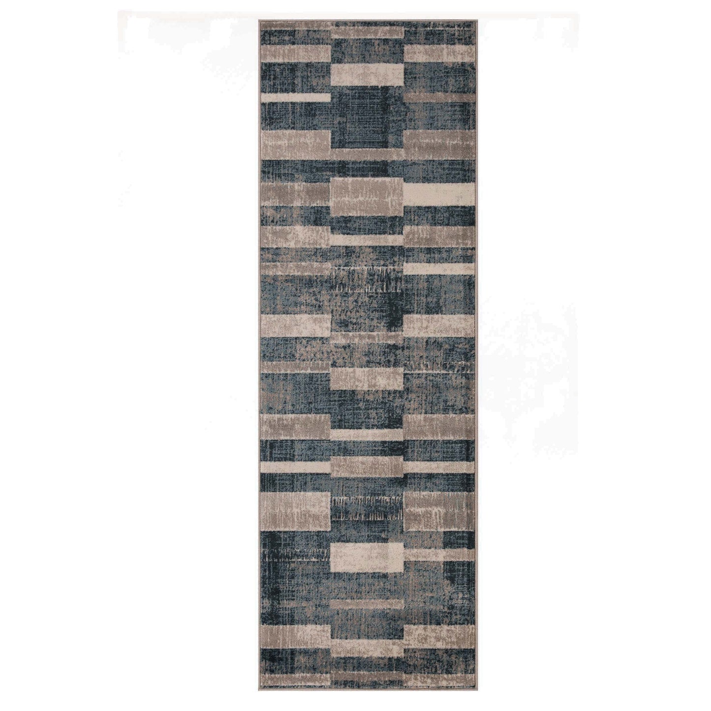 Superior Radko Modern Striped Indoor Area Rug or Runner - Bllue-Cream