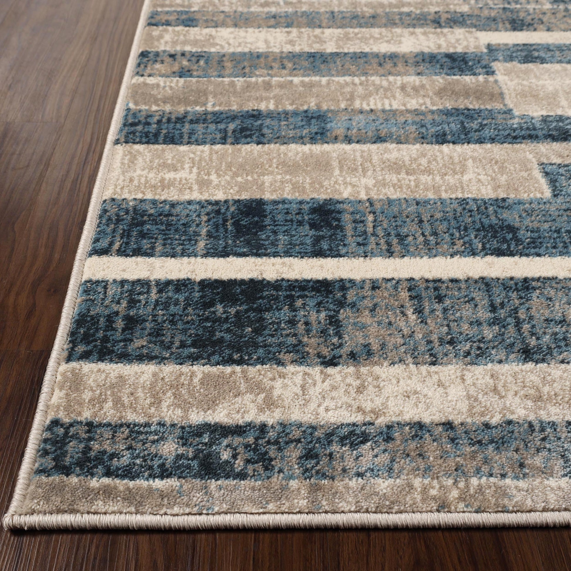Superior Radko Modern Striped Indoor Area Rug or Runner - Blue-rust