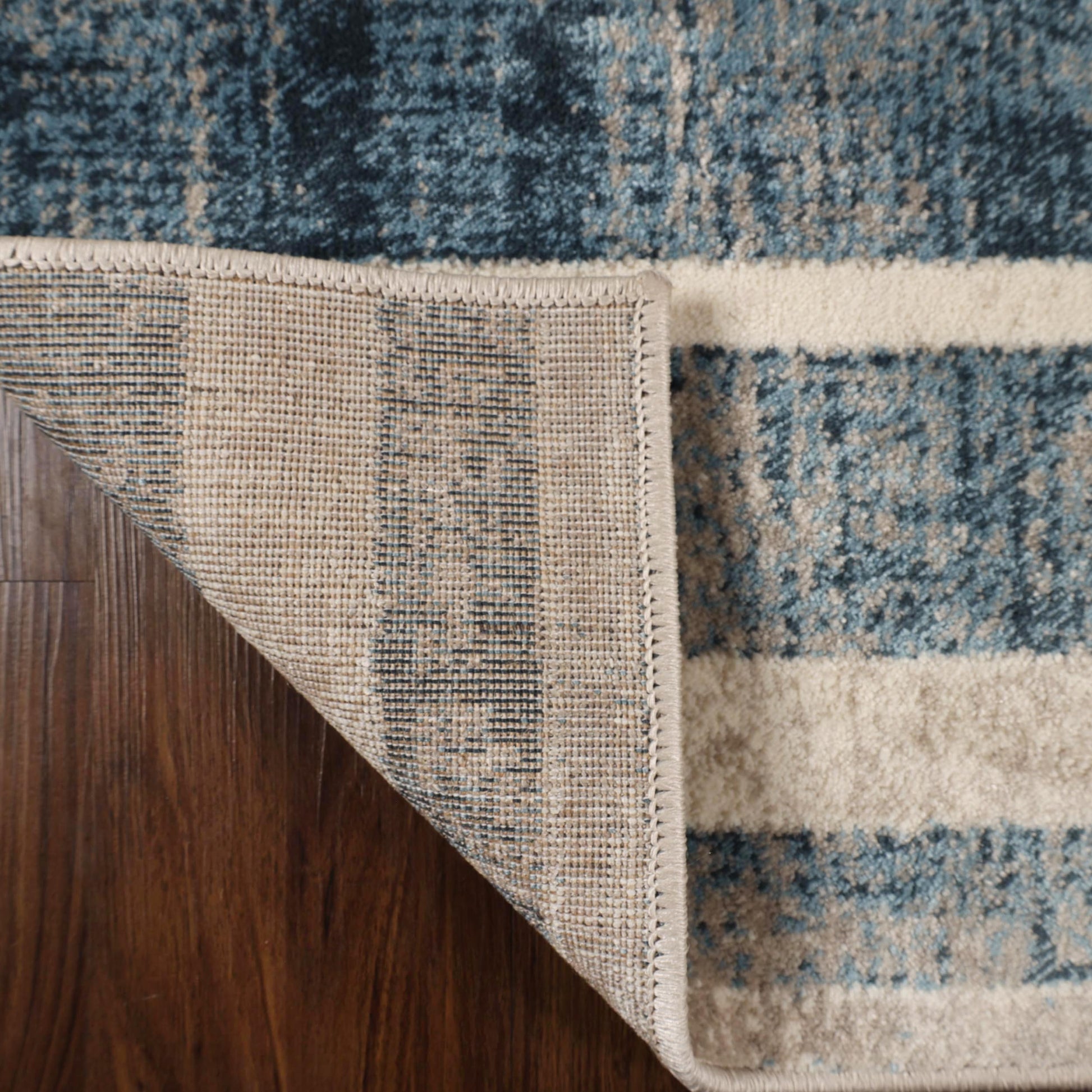 Superior Radko Modern Striped Indoor Area Rug or Runner - Blue-Cream