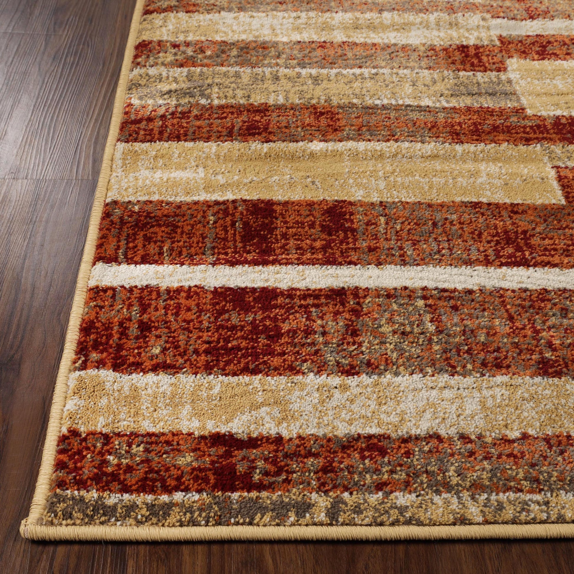 Superior Radko Modern Striped Indoor Area Rug or Runner - Rust-Cream