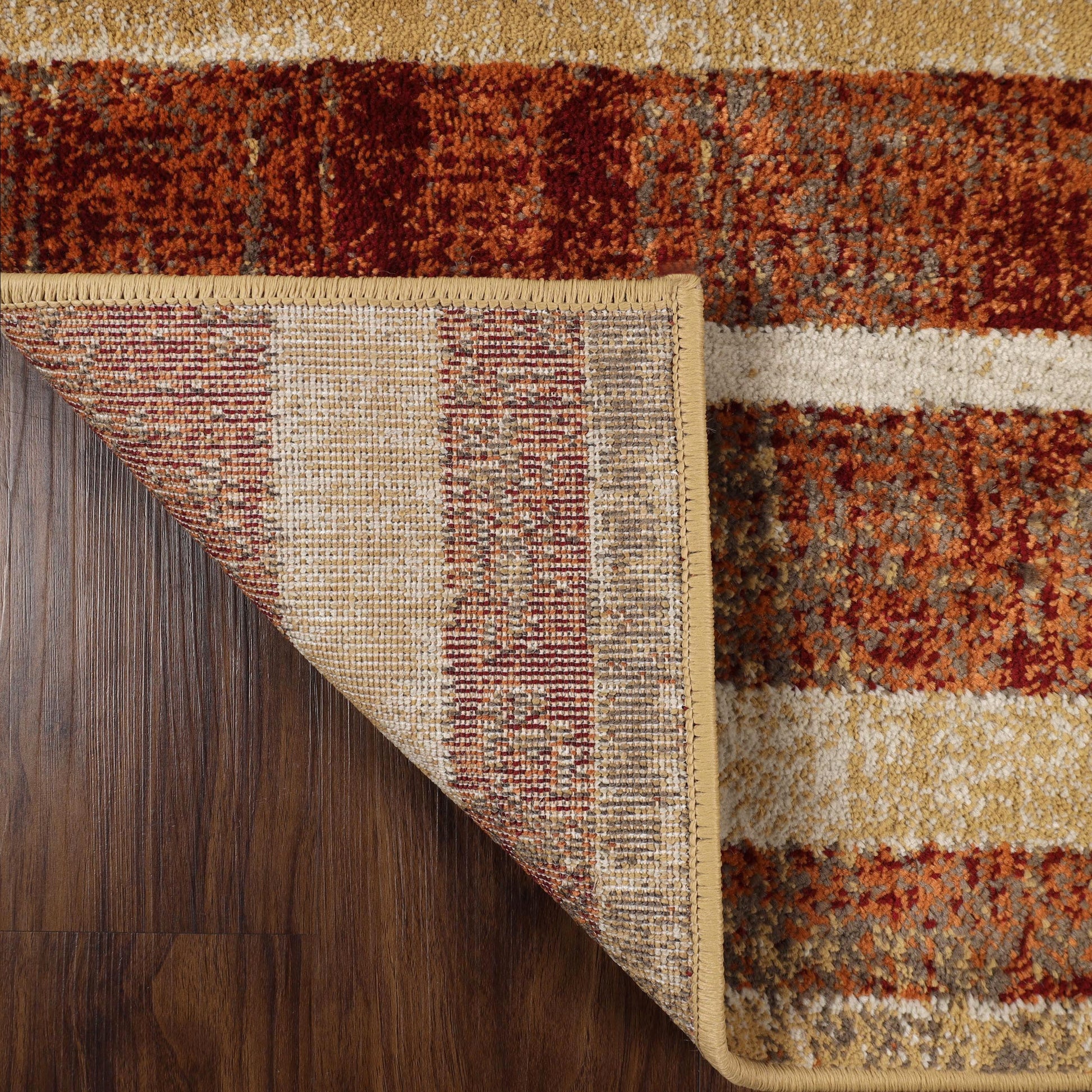 Superior Radko Modern Striped Indoor Area Rug or Runner - Rust-Cream