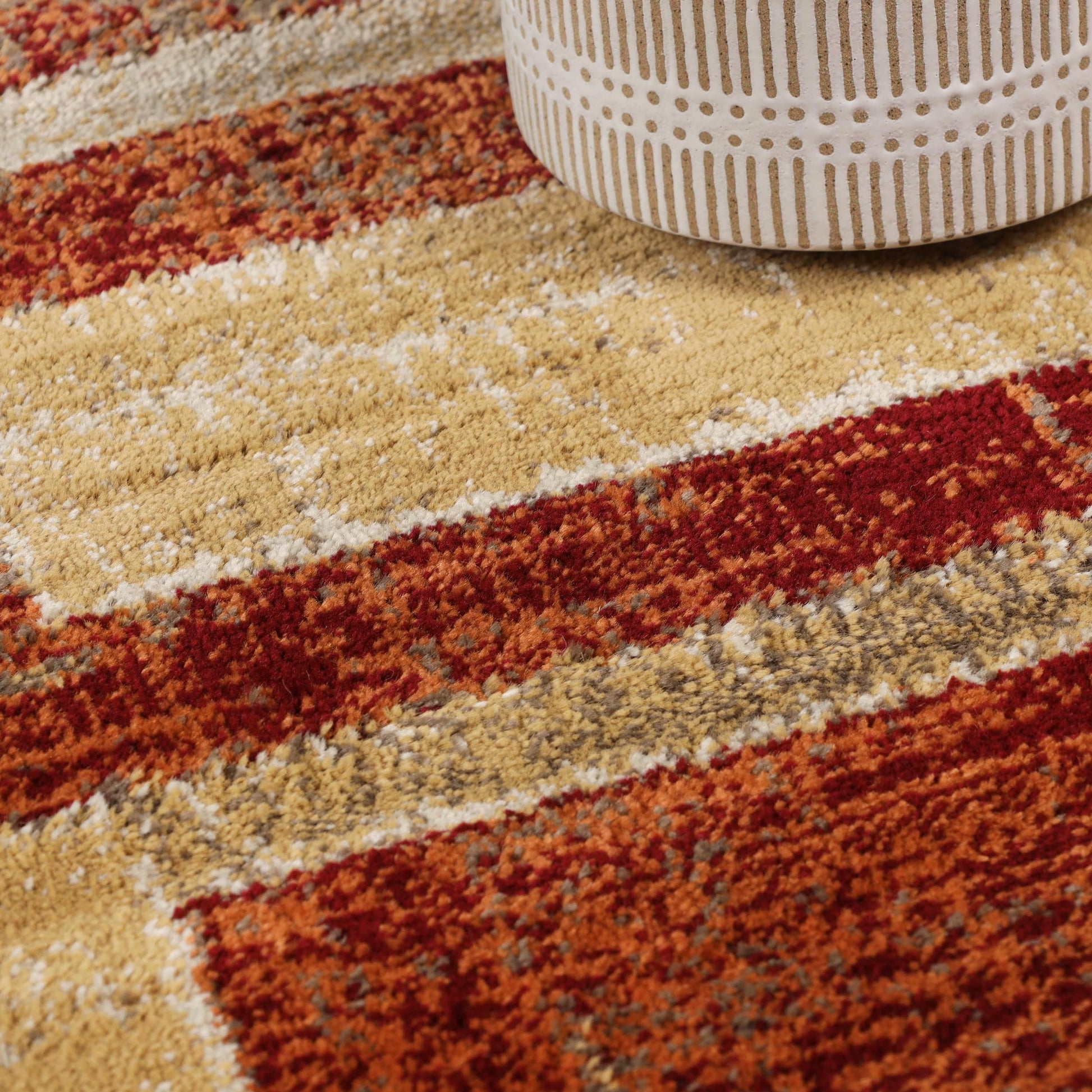 Superior Radko Modern Striped Indoor Area Rug or Runner - Rust-Cream