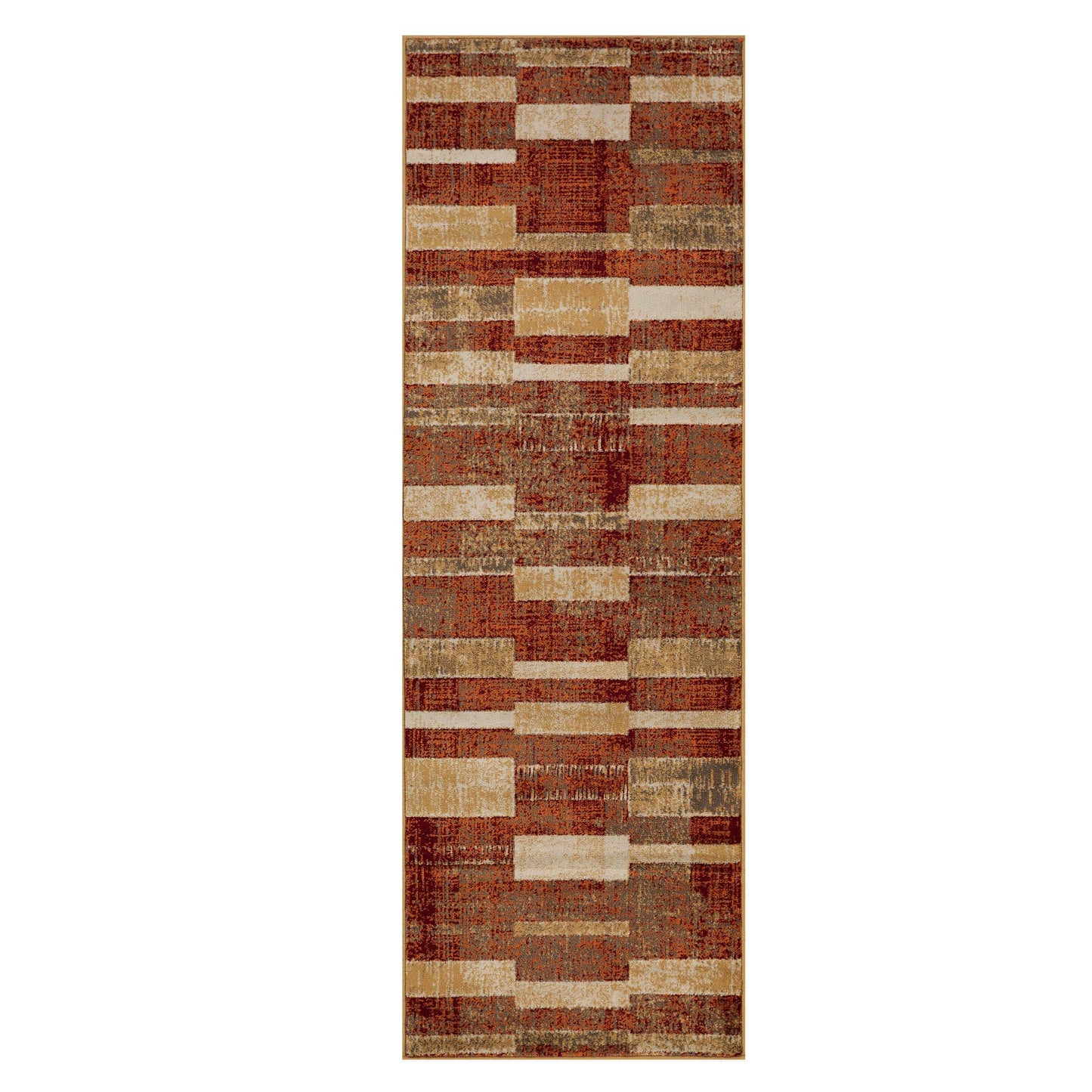 Superior Radko Modern Striped Indoor Area Rug or Runner - Rust-cream