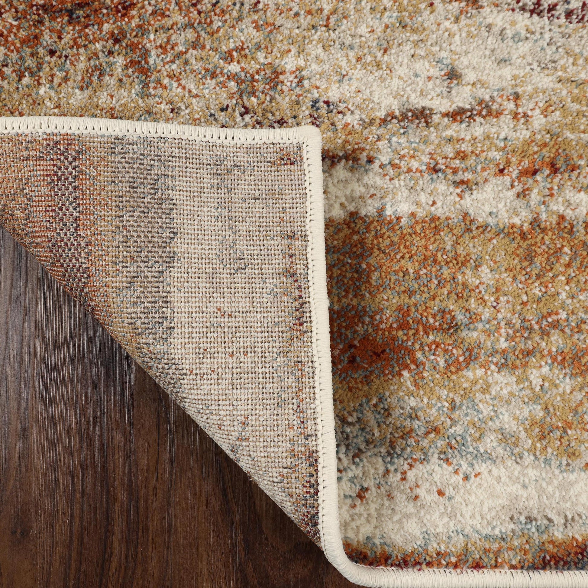 Superior Taia Striped Damask Indoor Area Rug or Runner  - Rust -Cream