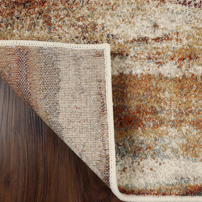 Superior Taia Striped Damask Indoor Area Rug or Runner  - Rust -Cream