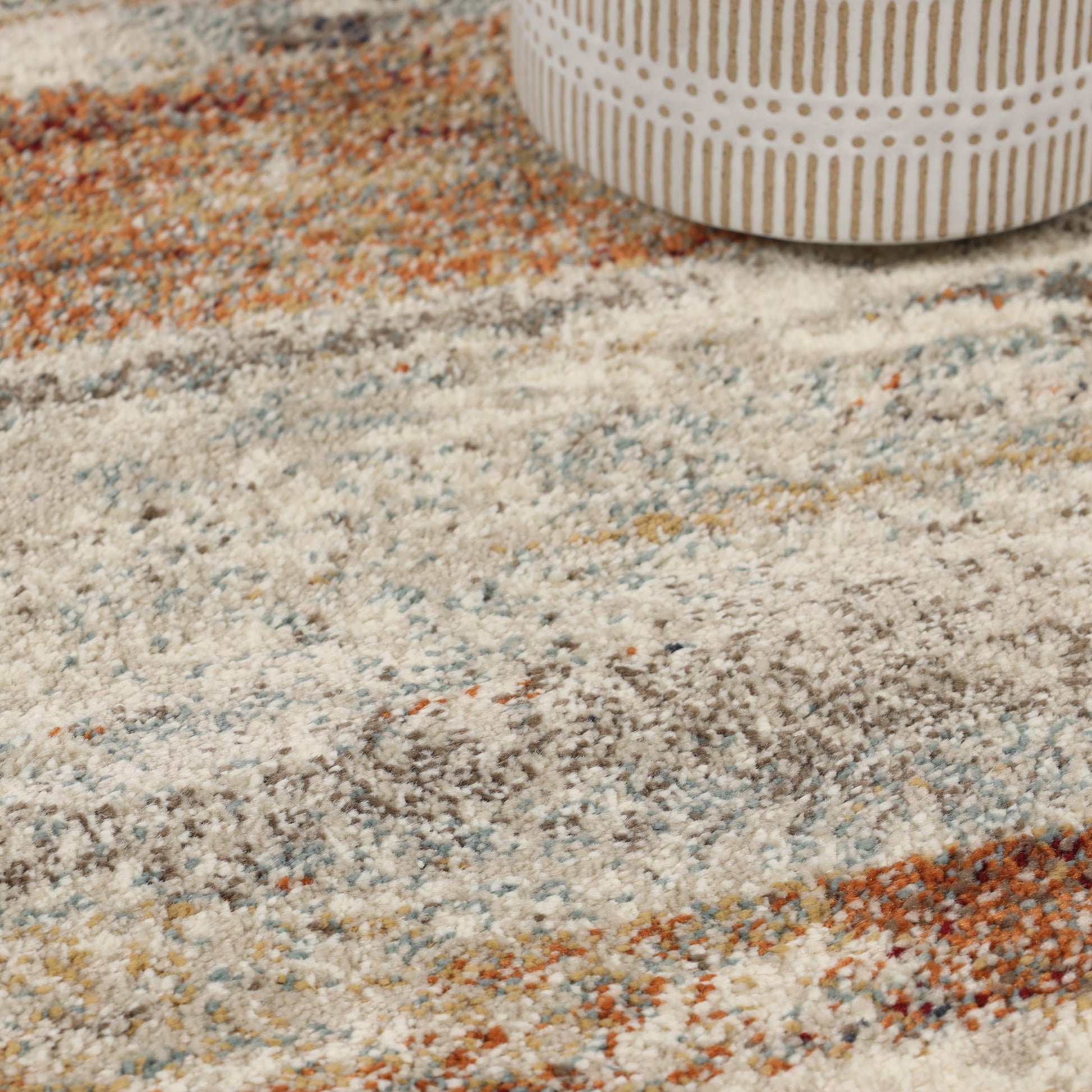 Superior Taia Striped Damask Indoor Area Rug or Runner  - Rust -Cream
