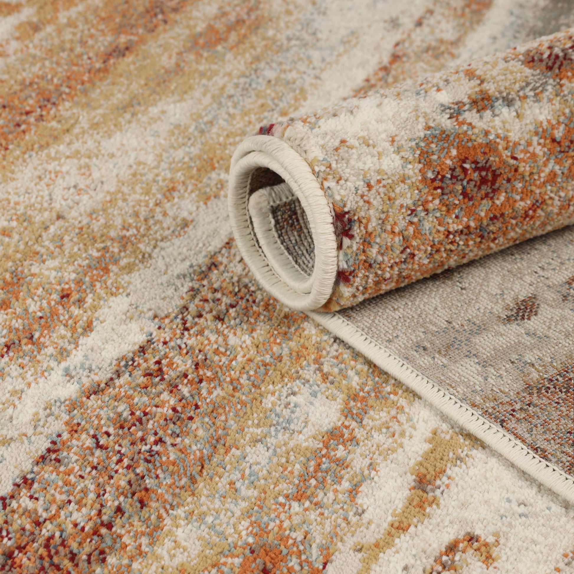 Superior Taia Striped Damask Indoor Area Rug or Runner  -Rust -Cream