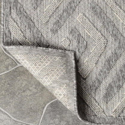 Wynn Modern Geometric Abstract Indoor/Outdoor Area Rug - Charcoal