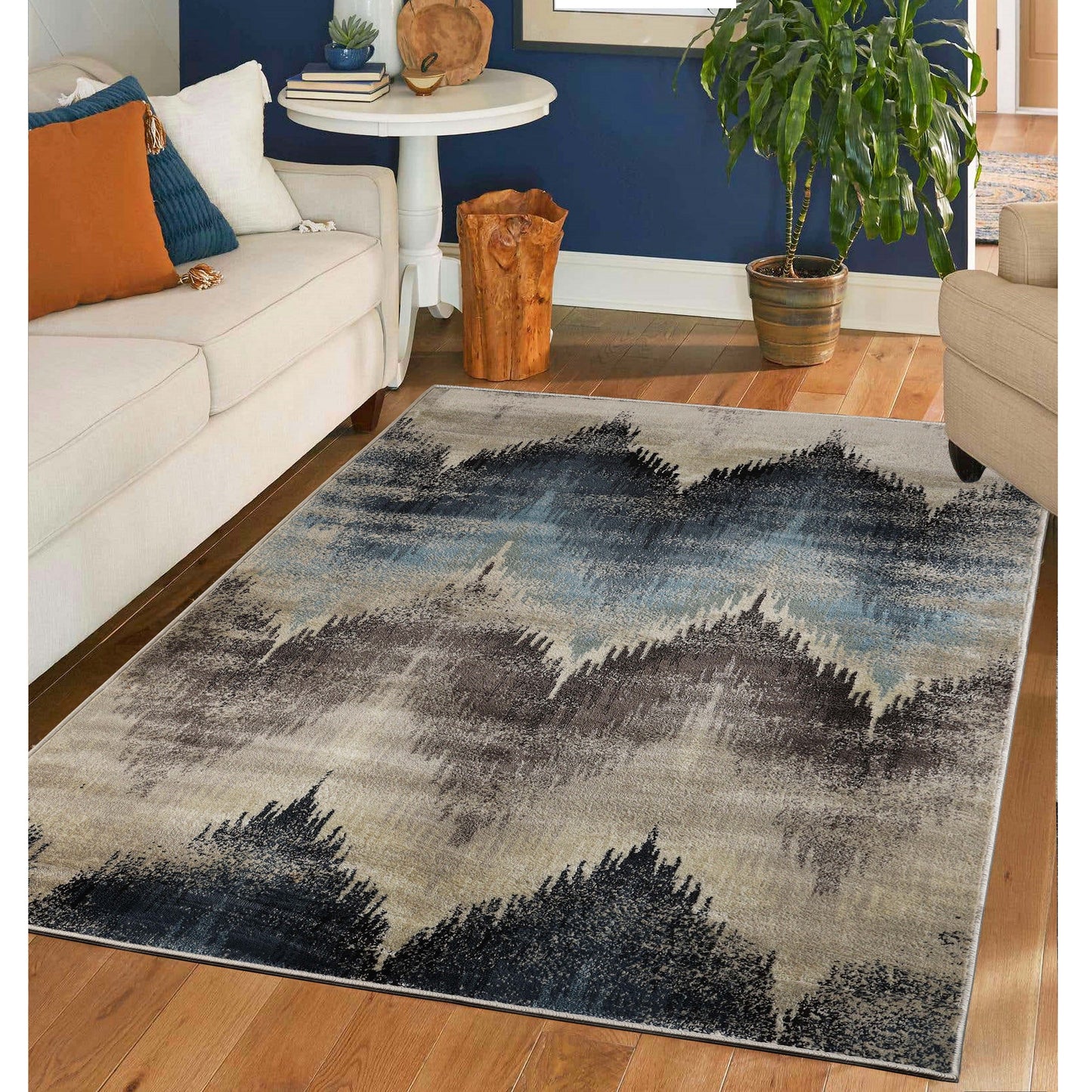 Superior Cadwell Abstract Faux Distressed Area Rug - Beige