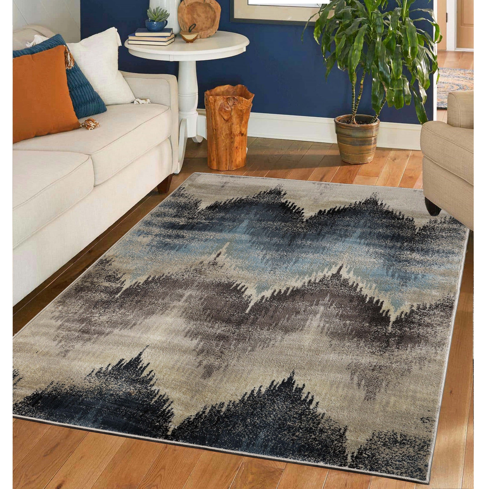 Superior Cadwell Abstract Faux Distressed Area Rug - Beige
