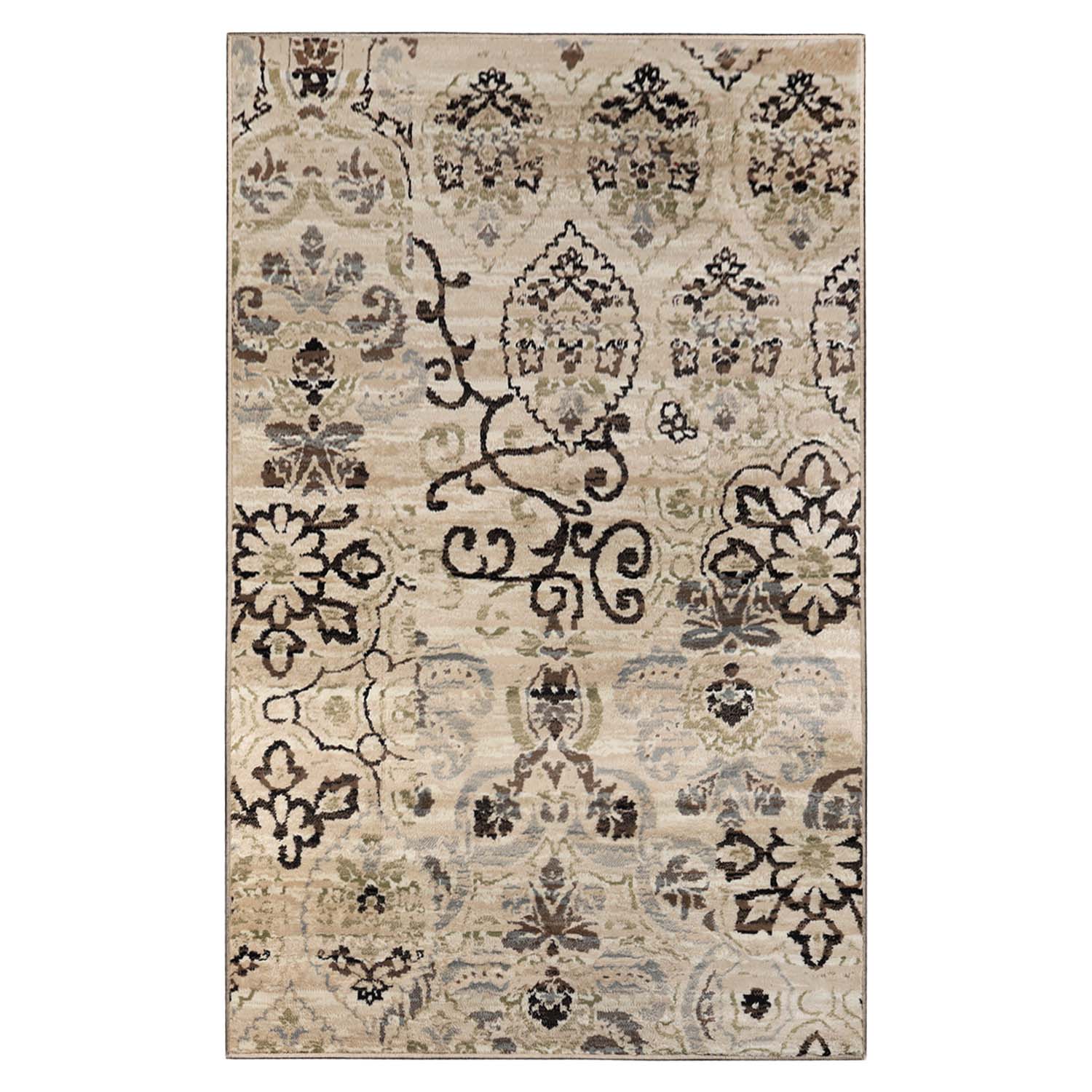 Superior Caldwell Modern Floral Damask Indoor Area Rug or Runner Rug Or Door Mat - Beige