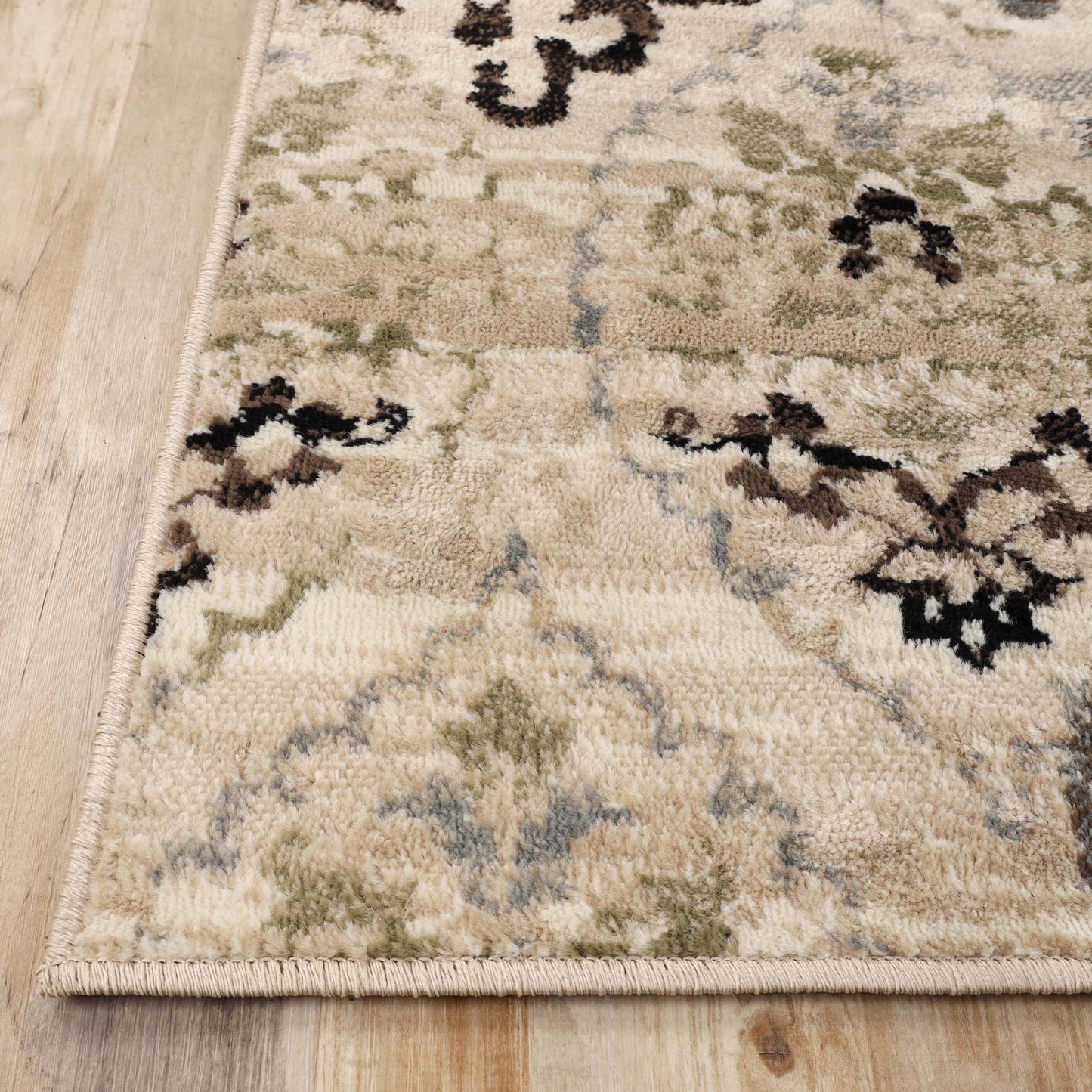 Superior Caldwell Modern Floral Damask Indoor Area Rug or Runner Rug Or Door Mat - Beige