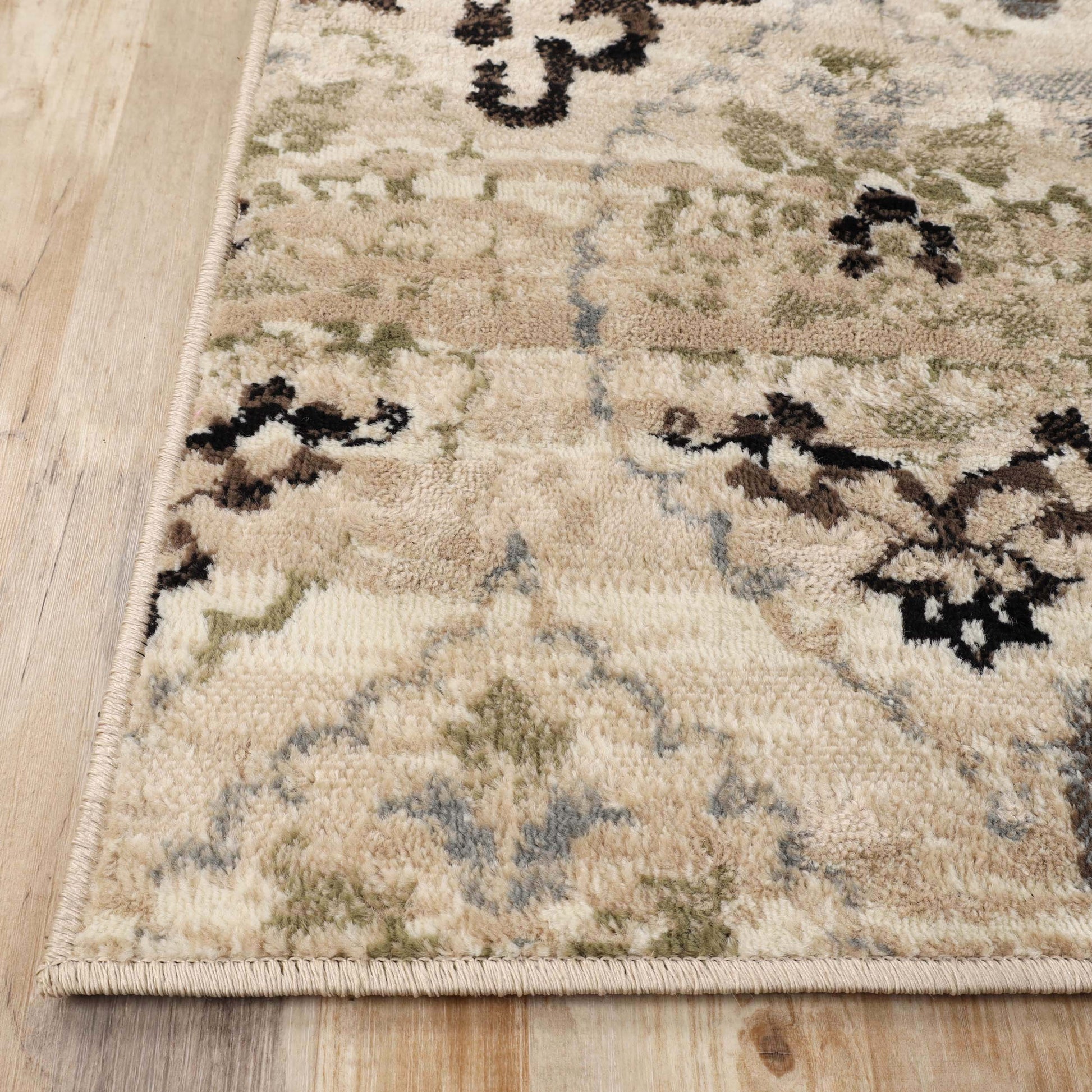 Superior Caldwell Modern Floral Damask Indoor Area Rug or Runner Rug Or Door Mat - Beige